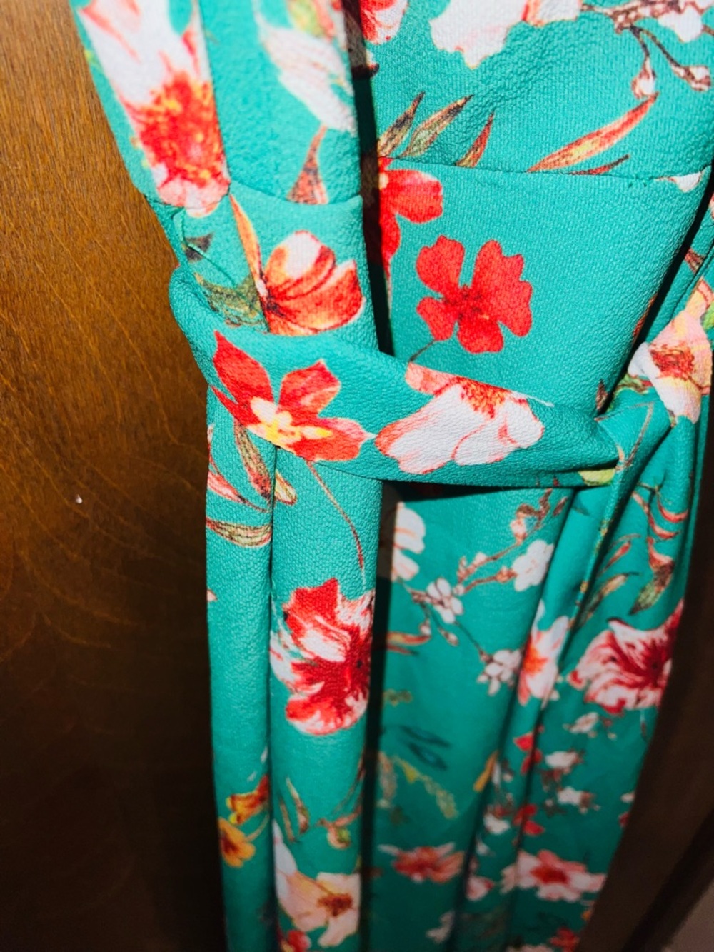 essue Teal Floral Maxi Dress with Spaghetti Straps - Picture 4 of 7